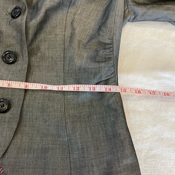 Etcetera gray rayon wool blend satin look blazer jacket classic simple elegant - Picture 9 of 10